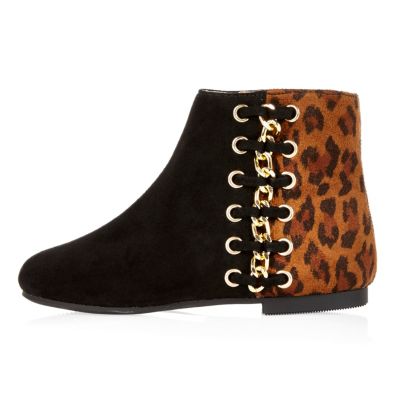 Mini girls leopard print ankle boots